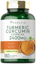 Carlyle Turmeric Curcumin Suplemento 2400mg  180 Powder Capsules ← Herbal Complex ← Non-GMO, Gluten Free Formula