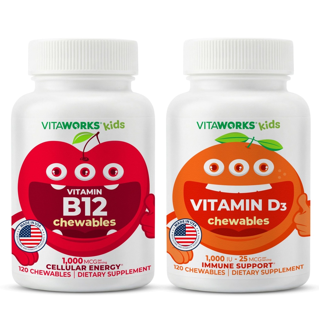Niños Vitamina B12 Chewables + Vitamina D3 1000 UI Chewables Bundle