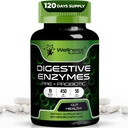 Enzimas digestivas con probióticos y prebióticos, 450mg, 5 millones de CFUs - Pure Super Digestion Capsules - Enzimas digestivas para hombres de mujeres Apoyo Digestión " Salud Gut - 120 Cuenta