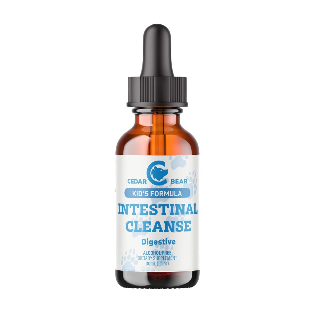 Oso de Cedro - Limpieza intestinal para niños, Suplemento herbario líquido para la limpieza de detox y digestivo con hierbas naturales, gotas de limpieza sin alcohol para niños, 1 fl oz / 30 ml