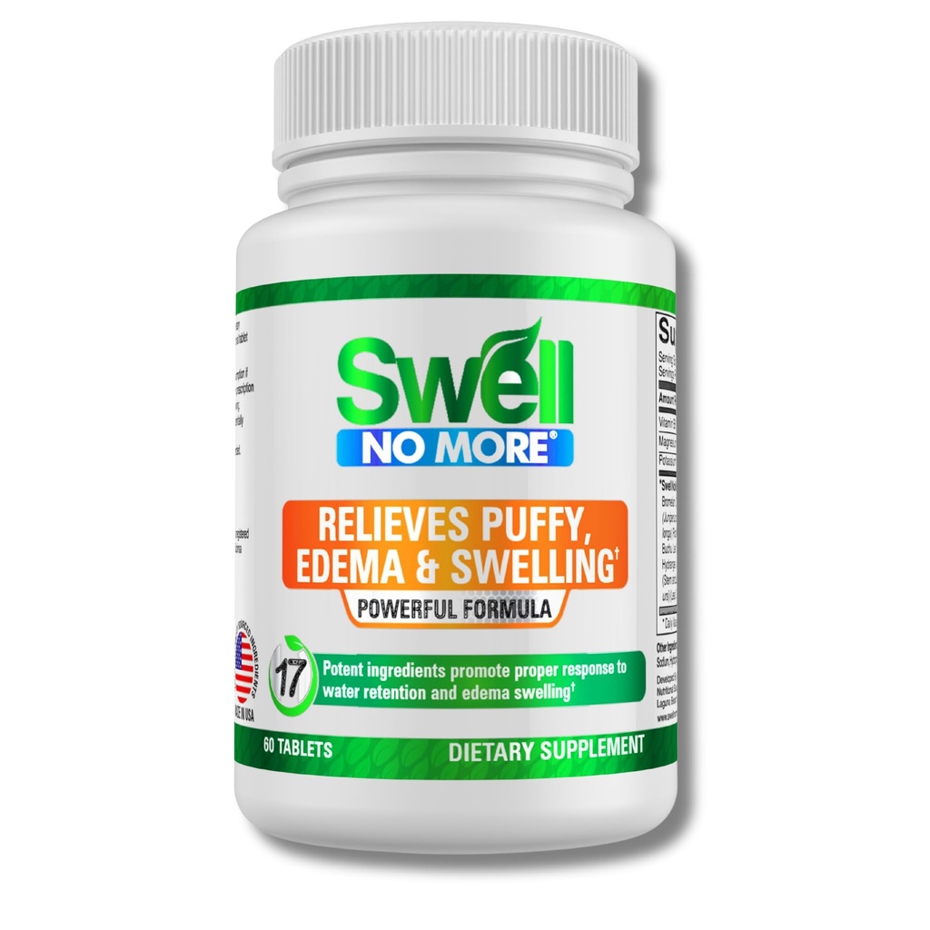 SwellNoMás Suplemento Natural Reduce la Retención del Agua, Bloating, Puffy Eyes, Swollen Feet, Swollen Legs, Swollen Ankles &amp; Other Types of Edema & Swelling, Fast &amp; Naturally -1 bottle (1 Month Supply)