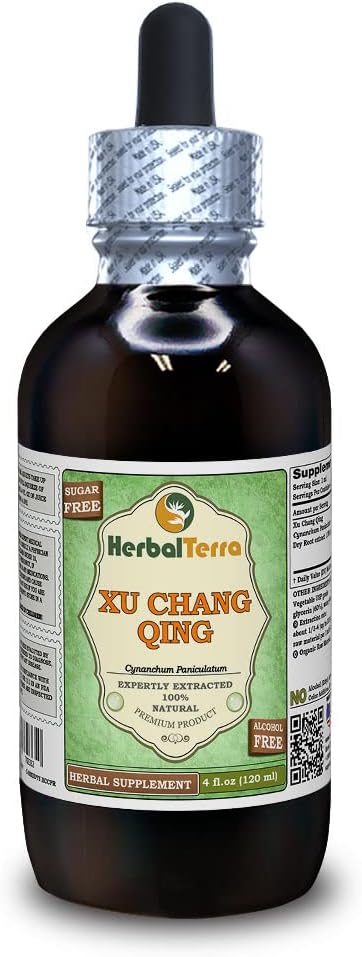 Xu Chang Qing, Paniculate Swallowwort (Cynanchum Paniculatum) Glycerite, Dried Root Alcohol-Free Liquid Extract (Marca: HerbalTerra, Proudly Made in USA) 4 fl.oz (120 ml)