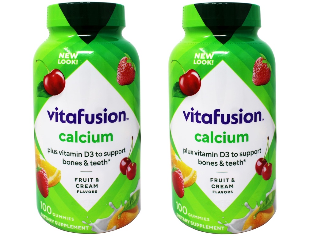 Vitafusion Calcium, Gummy JKHyWW Vitaminas Para Adultos, 500 mg, 100 Conde (Pack of 2)
