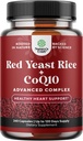 Rice de levadura roja con suplemento CoQ10 - Advanced Healthy Heart & Healthy Cholesterol Levels Formula for Men & Women - Extra Strength Capsule with Red Yeast Rice 1200 mg Capsules with CoQ10-240 Count