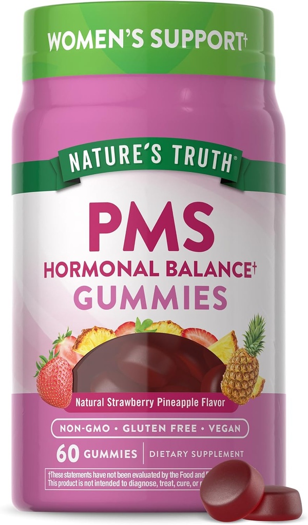 La verdad de la naturaleza PMS Hormonal Balance Apoyo Gummies for Women ← 60 Cuenta ← Vegan, Non-GMO & Gluten Free Supplement