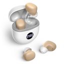 Ayudas auditivas, ayudas recargables para personas mayores con cancelación de ruido, pequeña en oído sin amplificadores auditivos Actualizar ganancia máxima 40dB con caja de carga Oval LED Power Display, Beige