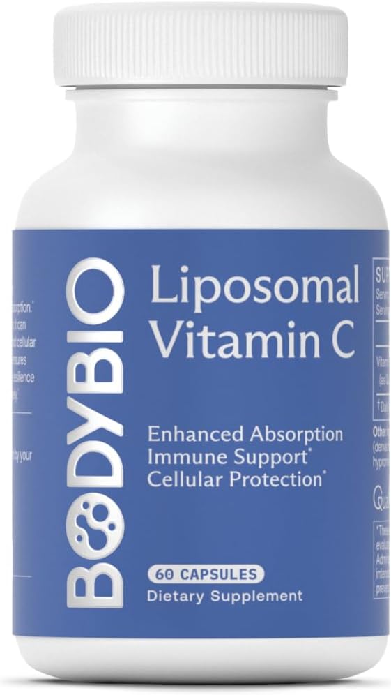 BodyBio Liposomal Vitamina C - Potente antioxidante para el soporte inmunitario y la salud celular, ácido ascórbico puro con absorción máxima