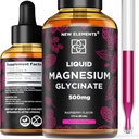 Suplemento Glycinate de Magnesio Líquido 500mg para Adultos y Niños Silencioso Magnesio Gotas Glycinate con Delicious Raspberry Flavor ANTE High Absorption ← Non-GMO ANTE Gluten Free TEN Natural & Vegan
