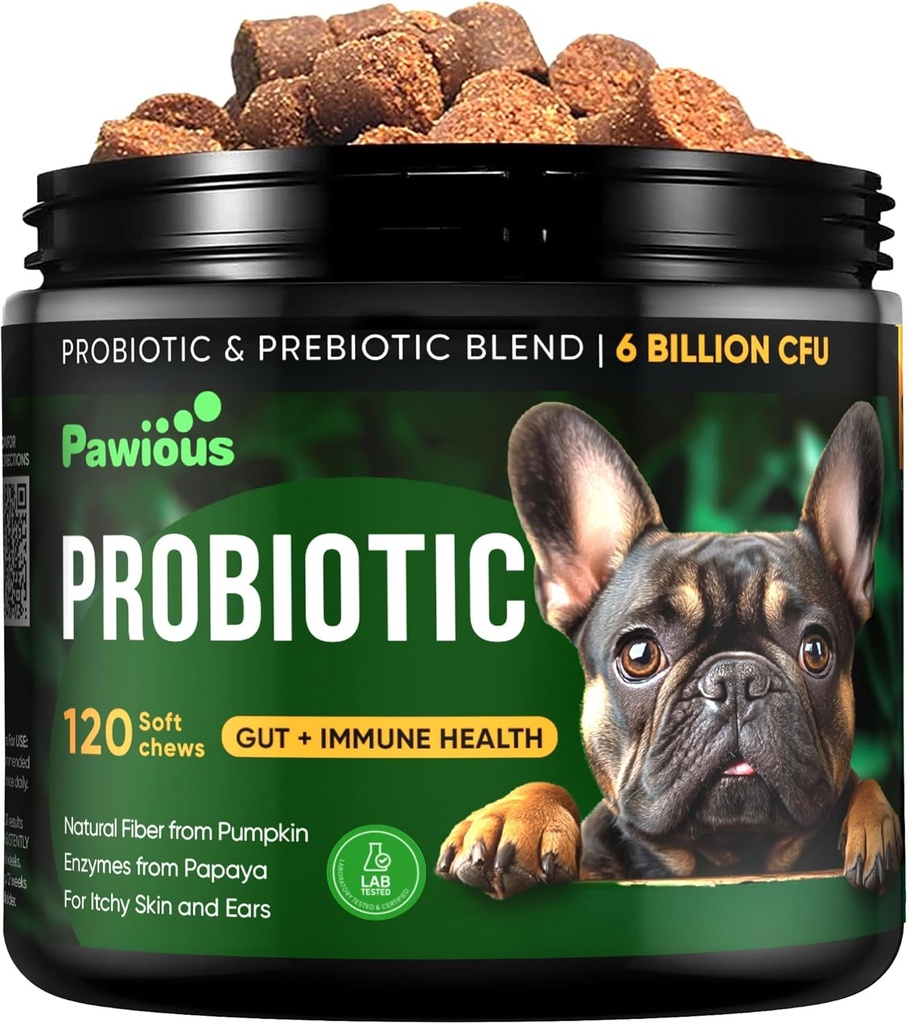 Probióticos para perros - Enzymes Digestivos Gut Flora, Salud Digestiva, Sistema Inmunitario - Apoyo a la diarrea, Esquí picante, Alergías - Calabaza, Carne Flaxseed, Papaya Polvo - Pólvora Probiótica para perros