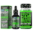Kit de Crecimiento de barba w / 6X Suplemento BIOTIN líquido con péptidos colágeno + 620.000mcg 14-en-1 BIOTIN Gummies/ Crecimiento de barba Vitaminas " Crecimiento del cabello para hombres - Formulado en América