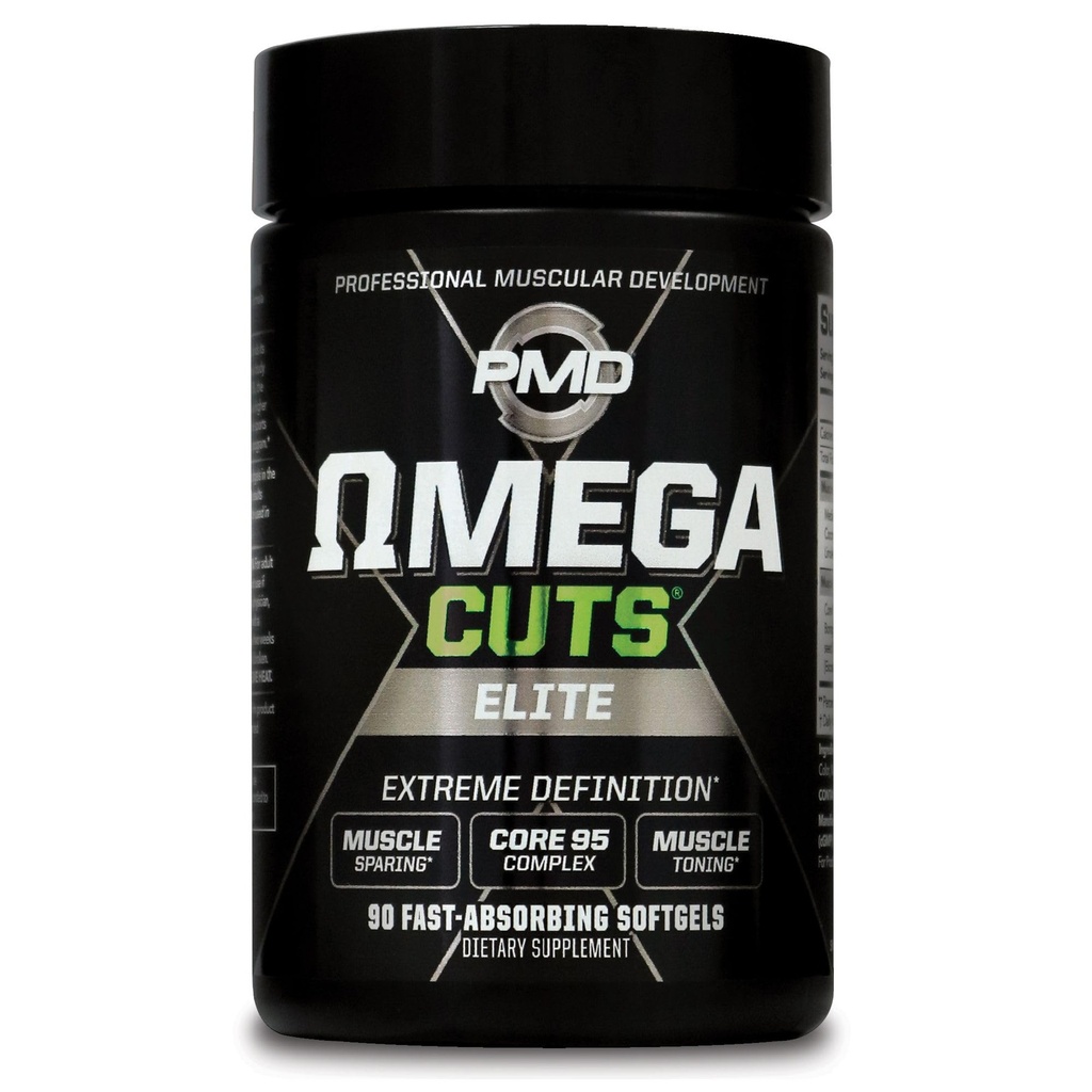 PMD Sports Omega Cuts Elite Fat Loss-Muscle Defining Fórmula - Omega Fatty Acids, MCT y CLA para la definición y mantenimiento muscular - Keto Friendly for Women and Men - Stimulant Free (90 Softgels)