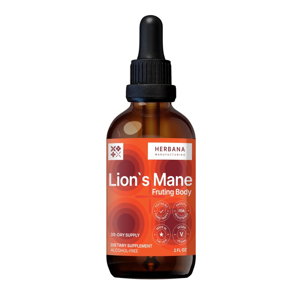 Lion's Mane 2 fl oz Liquid Extract - Natural Mushroom Drops - Tintura para Cerebro, Memoria, Claridad Mental & Focus - Immune Support - High Potency Formula - 30-Day Supply