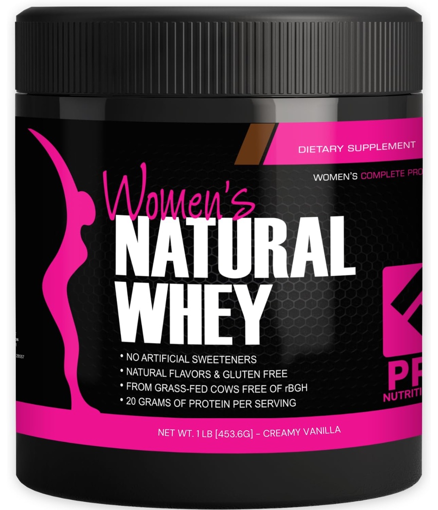 Whey Protein Powder for Women Vanilla Powder - Bajo Carb Gluten-Free Grasss-Fed rBGH-Free - Supports Weight Pérdida - Natural Stevia Sweetened Protein Shake, 20g (Creamy Vanilla, 1lb)