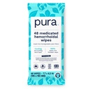 Esposas hemorroides fluorables de Pura XL, 48 Conde, Medicadas con tacón de enfriamiento Hazel, Aloe &amp; Aceite de coco, Alivio rápido, Libre de fragancia, 100% libre de plástico