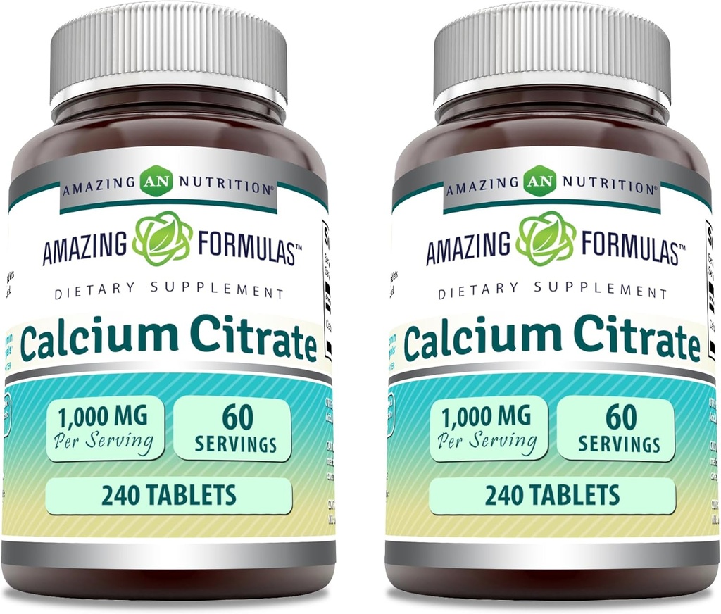 Impresionantes Fórmulas Calcium Citrate Suplemento TENIDO 1000 Mg TENIDO Tablets TENIDO Non-GMO TENIDO Gluten Free ← Made in USA (2 Pack, 240 Count)
