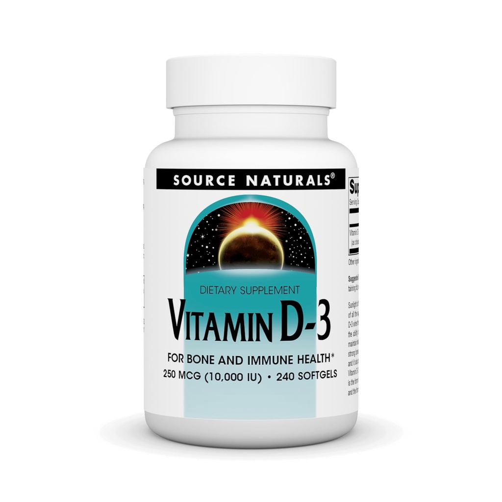 Fuente Naturals Vitamina D-3, Soporta Bone & Immune Health*, 250 mcg (10.000 UI) - 240 Softgels