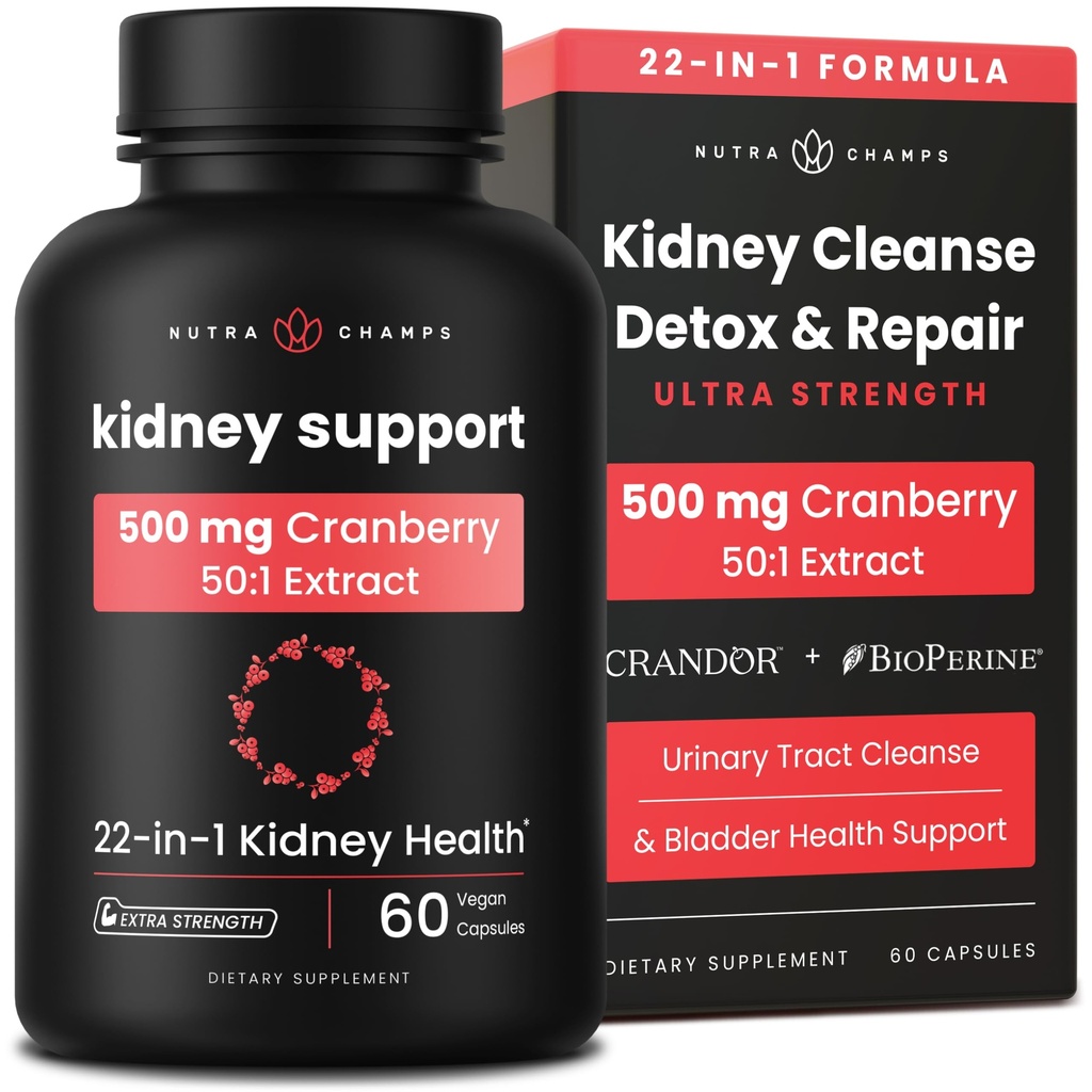 Kidney Cleanse Detox ← 22-in-1 Kidney Support Supplement TEN 25,000mg Cranberry Pills Extract ← Extra Strength Repair " Flush Premium Formula ← Urinary Tract Health for Women " Hombres