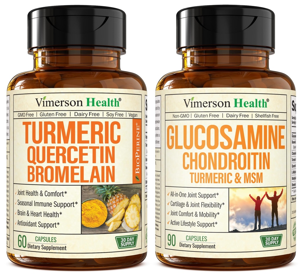 Quercetin with Bromelain and Turmeric Curcumin & Glucosamine Chondroitin MSM and Turmeric Joint Support Supplement