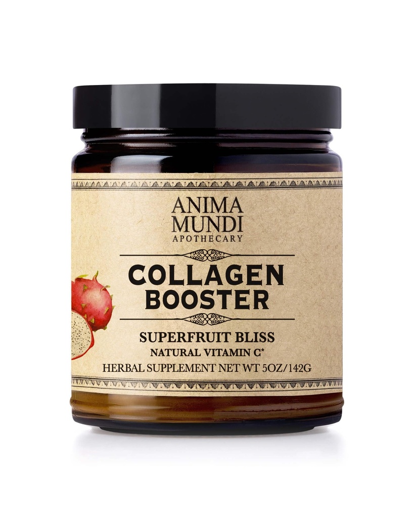 Anima Mundi Apothecary Vegan Collagen Booster Powder, Superfruit Bliss - Suplemento de belleza para la piel, el pelo y las uñas - Colagen Soporte Polvo para la piel de la guante - Easy Drink Mix-in (5oz)