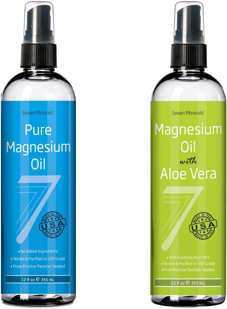 Siete Minerales Aceite de Magnesio Puro & Aceite de Magnesio Puro con Aloe Vera