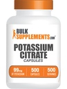 BulkSupplements.com Potassium Citrate Capsules - Suplemento Mineral, Citrato de Potasio 99mg - Gluten Gratis, 1 Cápsula por Serving, 500 Conde (Pack of 1)