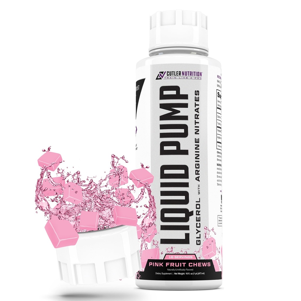 Liquid Pump - Glycerol and Arginine Nitrates for optimized pump pre-workout liquid caffeine free non stim pre-workout for energy and performance and nictic oxide booster | Pink Fruit Chews flavor