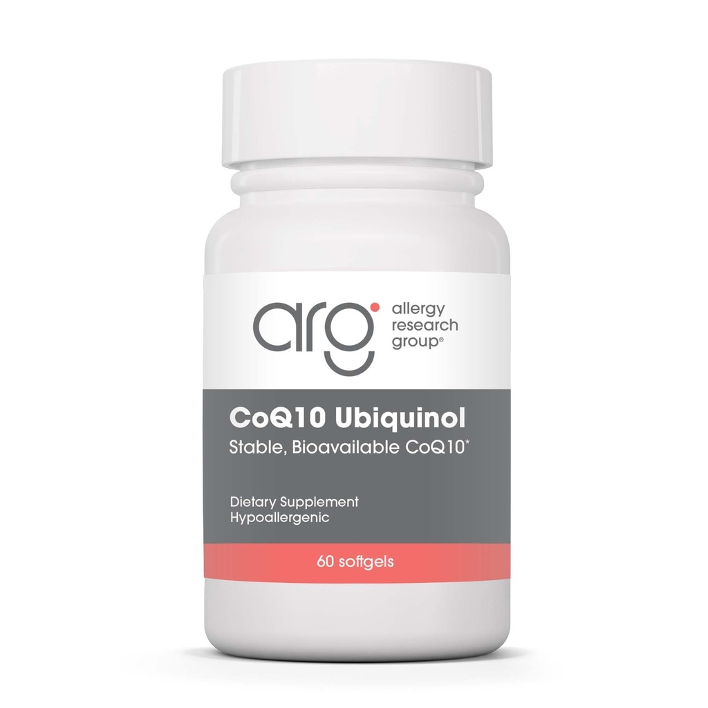 Allergy Research Group CoQ10 Ubiquinol - Delivers 100 mg CoQ10 - Supports Cellular Energy Production, Antioxidant Activity & Heart Wellness - 60 Servings - 60 Vegetarian Capsules