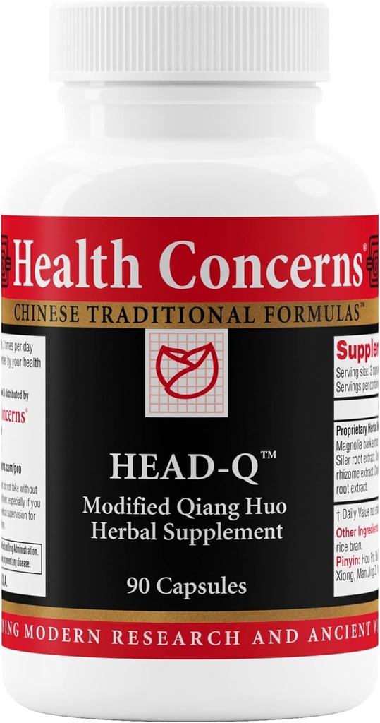 Health Concerns Head-Q – Suplemento Herbal para la Tensión & Sinus Headache Support – Qiang Huo Chinese Herbal Formula con Magnolia, Chaste Tree, Turmeric – Circulation Support – 90 Capsules