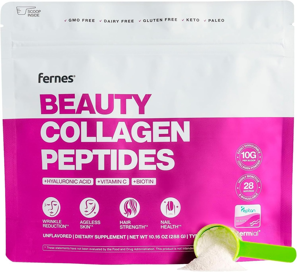 Péptidos de Collagen avanzados Polvo para Mujeres - Ácido Hialurónico, Biotina & Vitamina C, Pelo de Proteína Hidrolyzed, Piel, Nails & Soporte Conjunto - Grass Tipo I & III Keto, Paleo, Kosher 9.88 oz Desarrollado