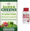 COUNTRY FARMS Super Verdes Frutas vegetales Probióticos Antioxidantes Fitonutrientes Hoja de remolacha Nitric Oxide Circulación Immune Soporte Capsules