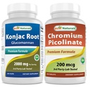 Mejores Naturales Konjac Glucomannan Root 2000 mg " Cromo Picolinate 200 mcg