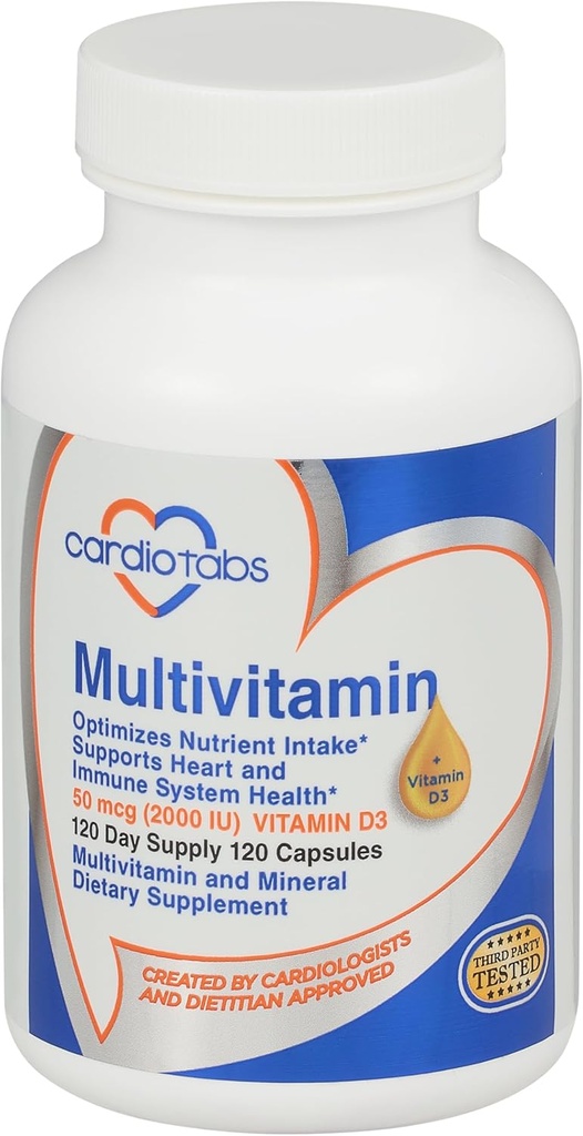 Multivitamina - Suplementos de Corazón e Inmunidad para Mujeres Hombres, Multivitamina para Mujeres Hombres, con Complejo Minerales B-Vitamin, Vitaminas A, C, E, K y 2000 UI Vitamina D3, 120-Count Bottle