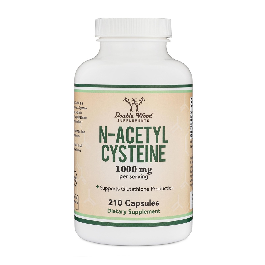 NAC Suplemento N-Acetyl Cysteine (1,000mg Por Serving 500mg Por Cap, 210 Capsules) (Tercera Parte Probada) con tecnología Odor Masking para Boost Glutathione Levels by Double Wood