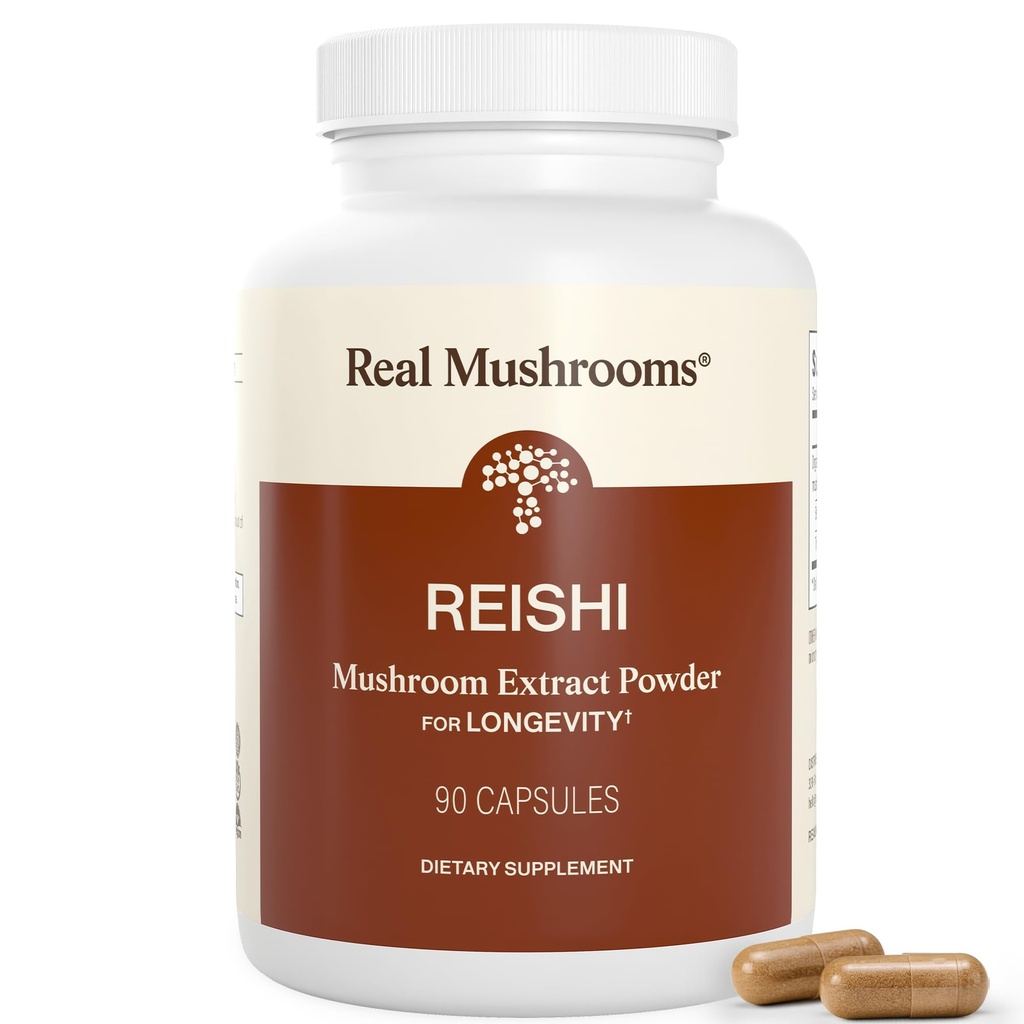 Setas Reales Reishi Mushroom Capsules - Extractos de Seta Orgánica Handpicked - Red Reishi for Tranquil Daily Wellness with Verified Beta Glucans Vegan, Non-GMO, No Grain Fillers, 90 ct