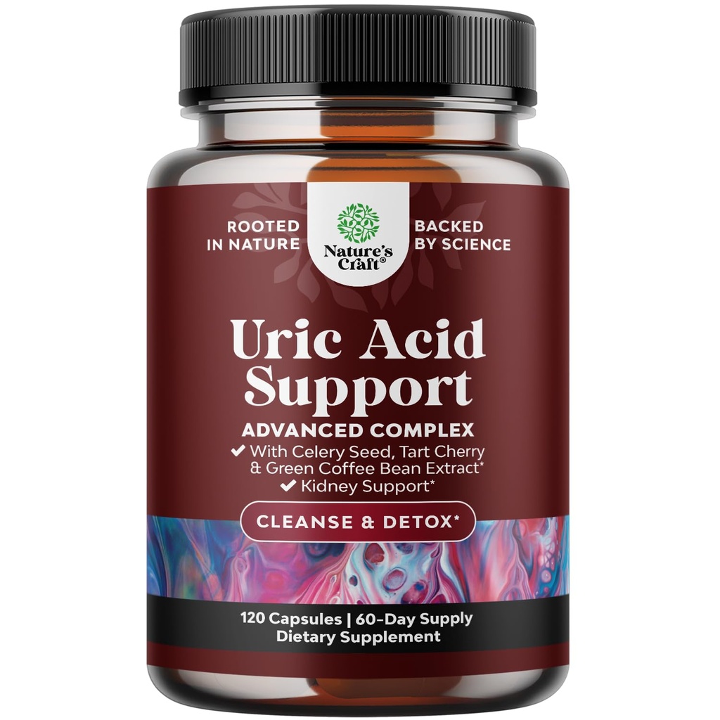 Extracto de grano de café verde para Uric Acid Cleanse " Detox - frijoles de café verde con Turmérica, Tart Cherry " Celery Seed para adultos - Flush de ácido úrico diario para juntas Soporte " Limpiador de riñón: 120 Ct