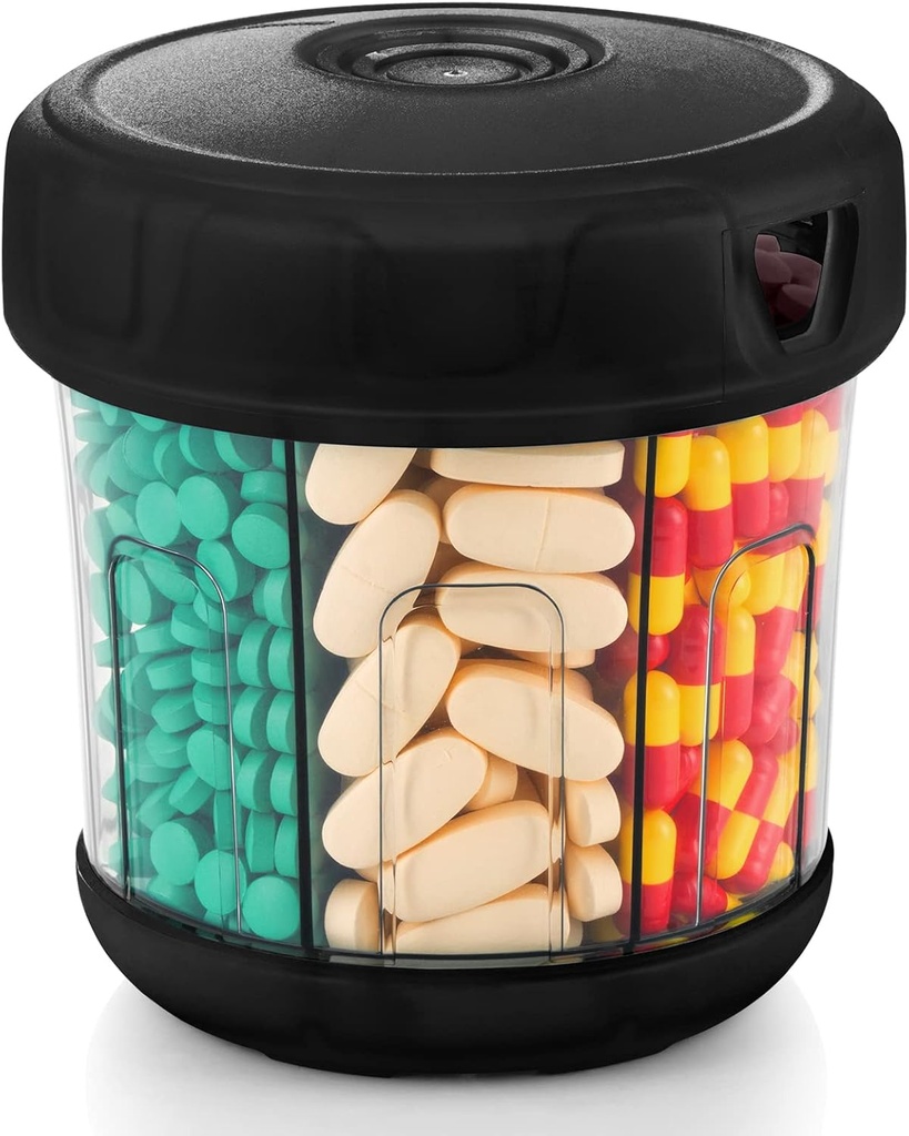 Organizador de suplementos extra grande con XL 7 Compartimientos, TPU Lid suave Fácil de cargar y utilizar dispensador de píldoras, 1 Mes de Jumbo Vitamin Holder Medicina Organizador Almacenamiento