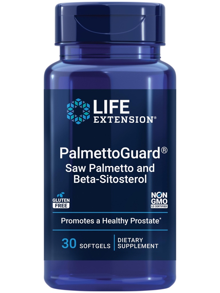 Extensión de la vida PalmettoGuard Saw Palmetto " Beta-Sitosterol – Apoya la función de la próstata saludable " Salud del metabolismo hormonal: Suplementos para hombres - Gluten-Free, Non-GMO – 30 softgels