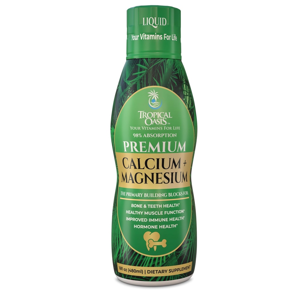 Suplemento de magnesio de calcio líquido de primera calidad promueve los huesos fuertes y los dientes saludables ← Vitamina líquida natural w / calcio, Citrato de magnesio, Boron &amp; Vitamina D3 TEN 98% Max Absorption TEN 16oz, 32 Serv