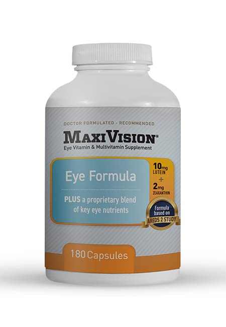 MaxiVision® Eye Formula - Vitamina Ocular basada en AREDS 2 Estudio - Soporte Macular Relacionado con Edad (1 B, 180 cápsulas)