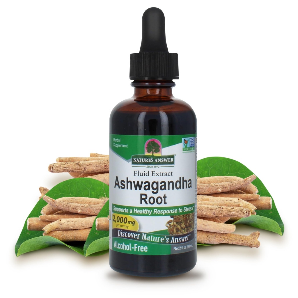 Respuesta de la naturaleza Ashwagandha Root ← Herbal Suplemento Mantener la función saludable de la inmune ¦ Apoya el cuerpo contra la tensión  durable Gluten-Free, Alcohol-Free &amp; Vegan 2oz