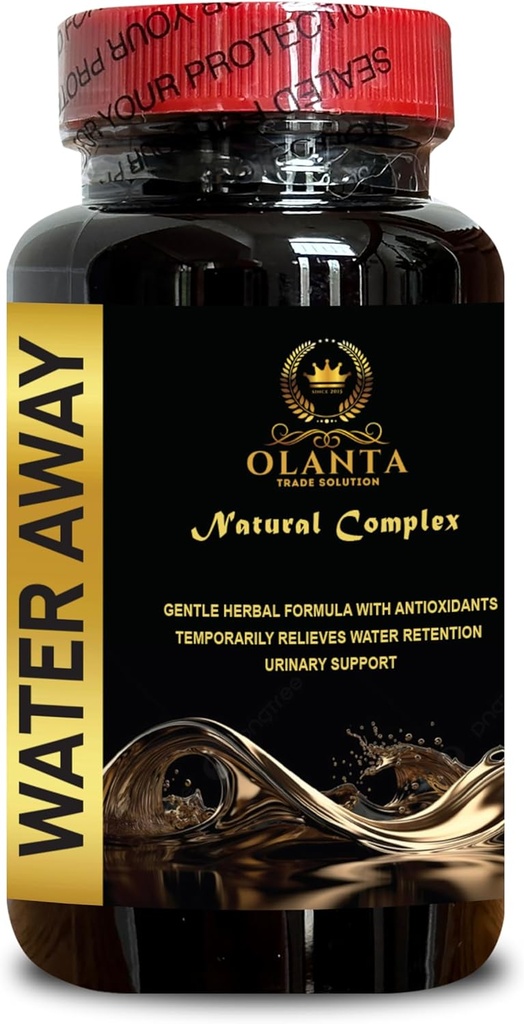 Water Away Supplement - Water Retention and Flushing Support, Bloating Support, Urinary Support, Boost Energy Levels, Turmeric - 1 Bottle 60 Capsules