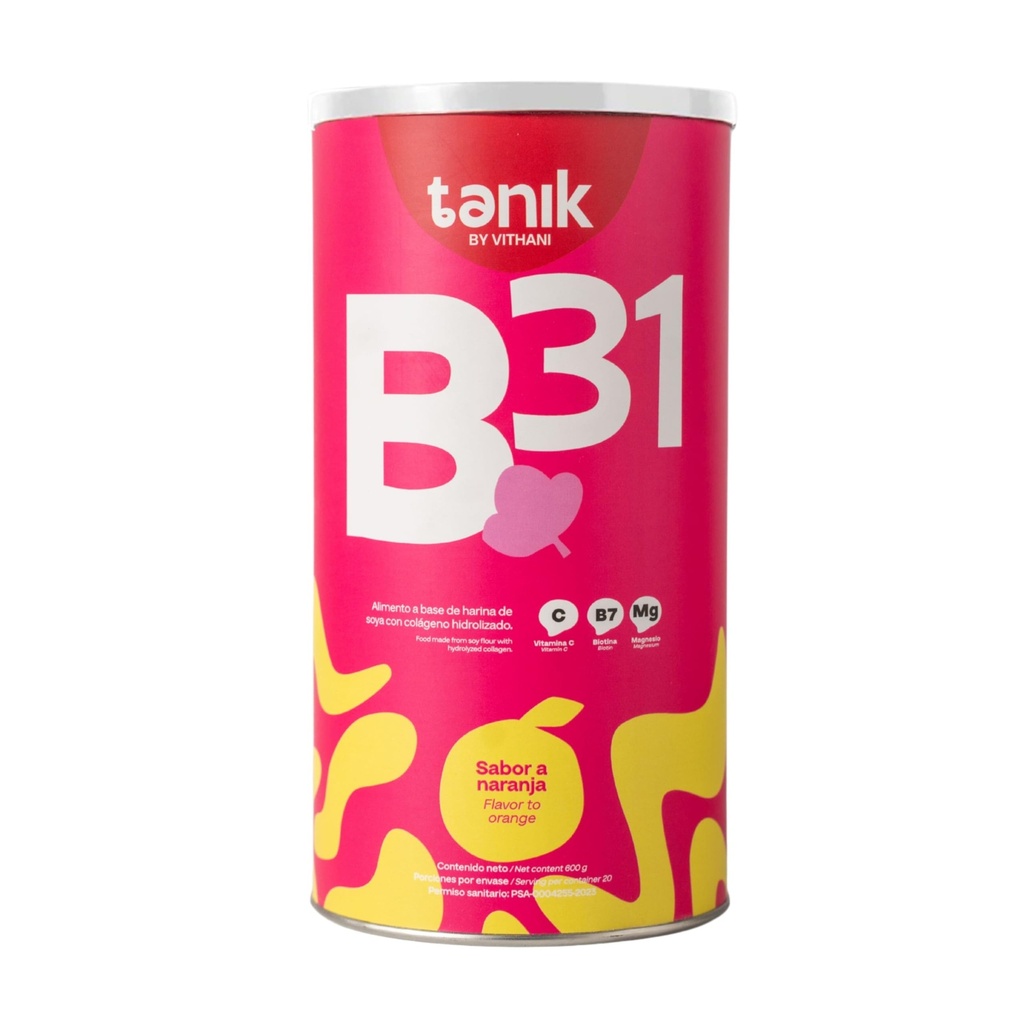 Vithani B31 Colageno con Citrato de Magnesio, Vitamina D, Vitamina E y Biotina – Collagen Plus Vitamina C para la piel, el cabello y las uñas, sabor a naranja, 20 piezas