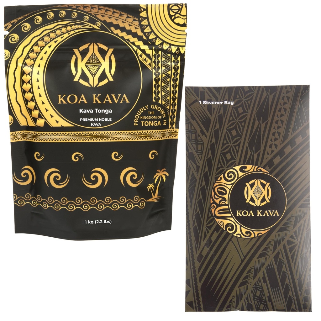 1 Kg Kava Tonga más Strainer Bundle