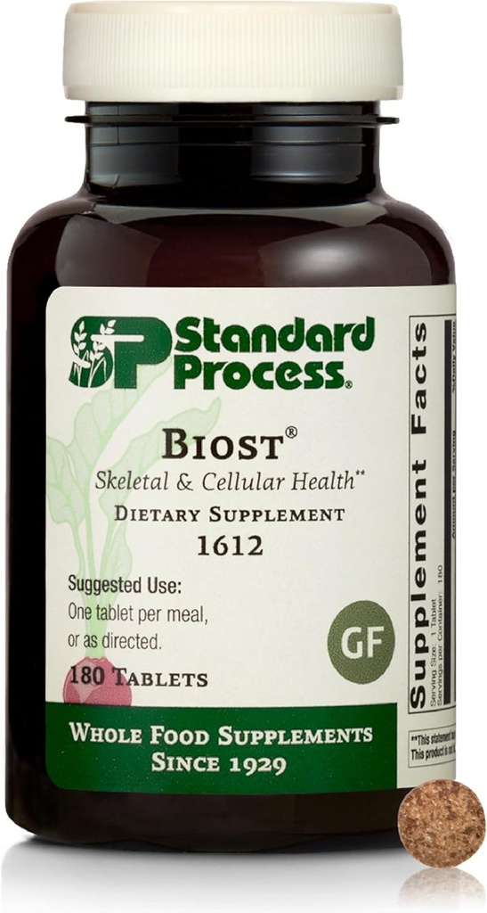 Standard Process Inc. Biost - Suplemento de salud de dientes y huesos con certificado de magnesio alimenticio completo, lactato de calcio, manganés - 180 Tabletas