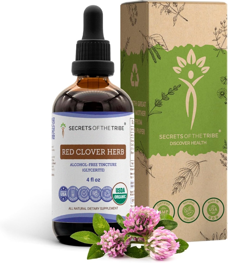 Red Clover Herb USDA Organic Tincture ← Alcohol-FREE Extract, High-Potency Herbal Drops suffer Made from 100% Certified Organic Red Clover Herb (Trifolium Pratense) Dried Leaf and Flower 4 oz