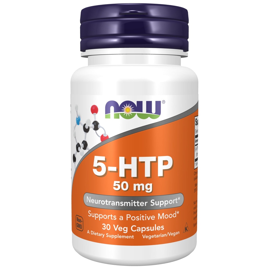 AHORA Suplementos de alimentos, 5-HTP (5-hidroxitryptofan) 50 mg, Apoyo neurotransmisor*, 30 cápsulas de verduras