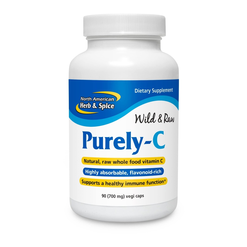 NORTH AMERICAN HERB &amp; SPICE Purely-C - 90 capsules, Pack of 2 - Healthy Immune Function - Camu Camu Berries, Wild Berries, Rose HIPS - Non-GMO - 60 Total Servings