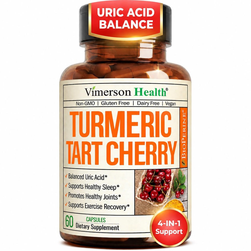 Suplemento de la Curcumina Turmérica con 10:1 Extracto de la Cereza Tart " Celery Seed Extract - Natural Uric Acid Balance, Joint Health & Sleep Aid - Curcumin Turmérico con Pepper Negro.