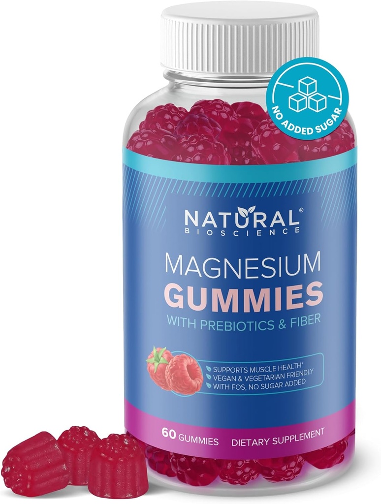 Gummies de Magnesio Libre de Azúcar para Adultos - Citrato de Magnesio de Alta Potencia, Vegano, Antiestres, Apoyo al sueño, Salud muscular & Relajación, 60 Gummies