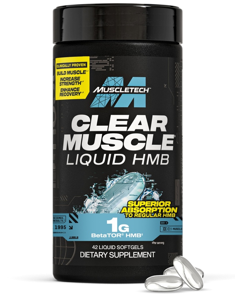 Muscletech HMB Suplementos 1000mg, músculo claro (42 Softgels líquidos) - HMB de grado más alto para músculo magro &amp; recuperación-HMB libre ácido musculo suplemento-ayuda Disminución muscular - Embalaje mayo Vary